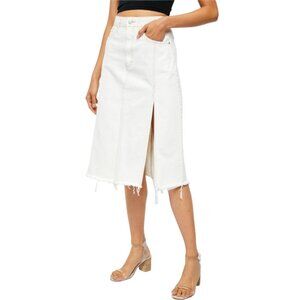 Free People White Mambo Denim Midi Skirt Size 28